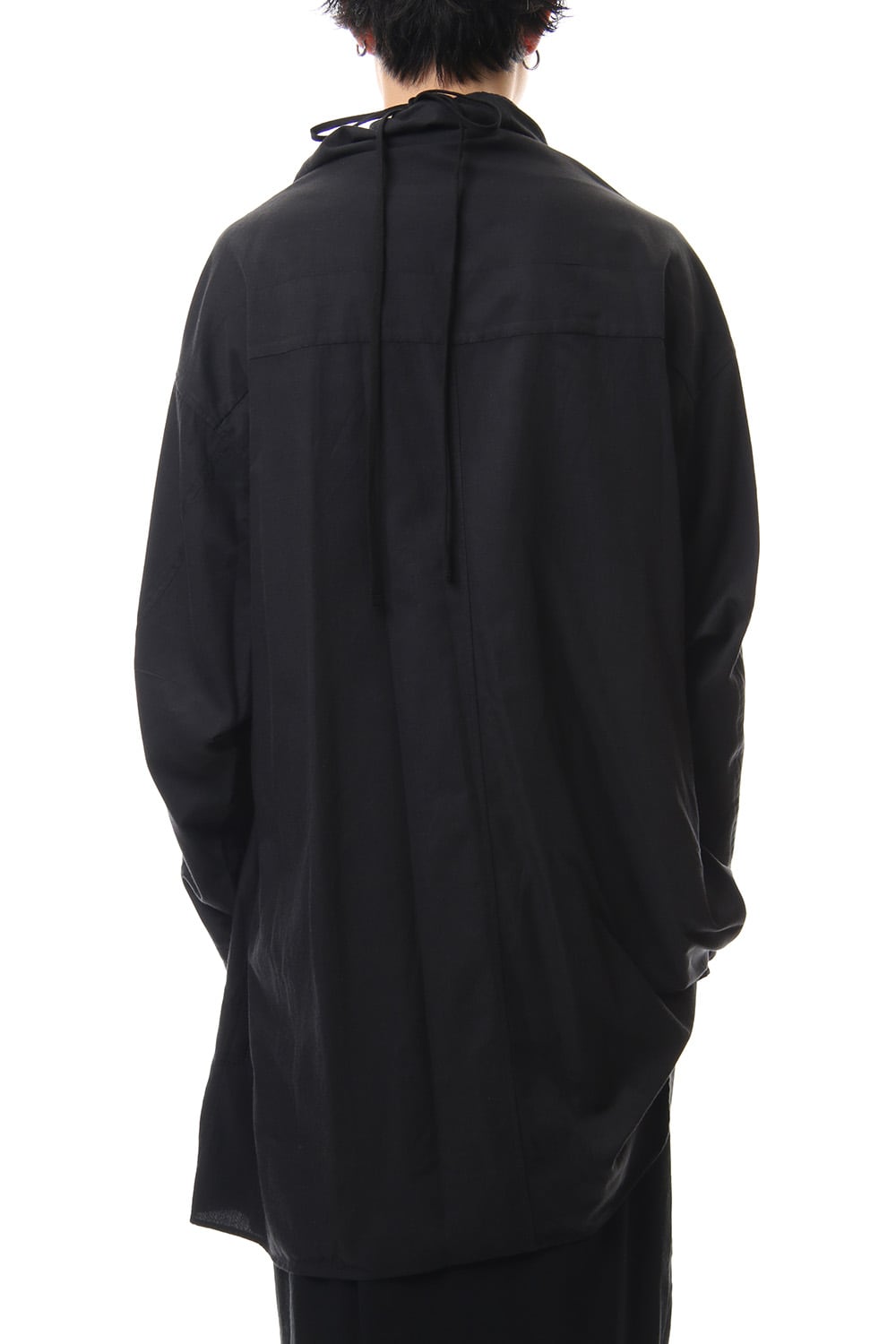 DRAPE NECK SHIRT Black