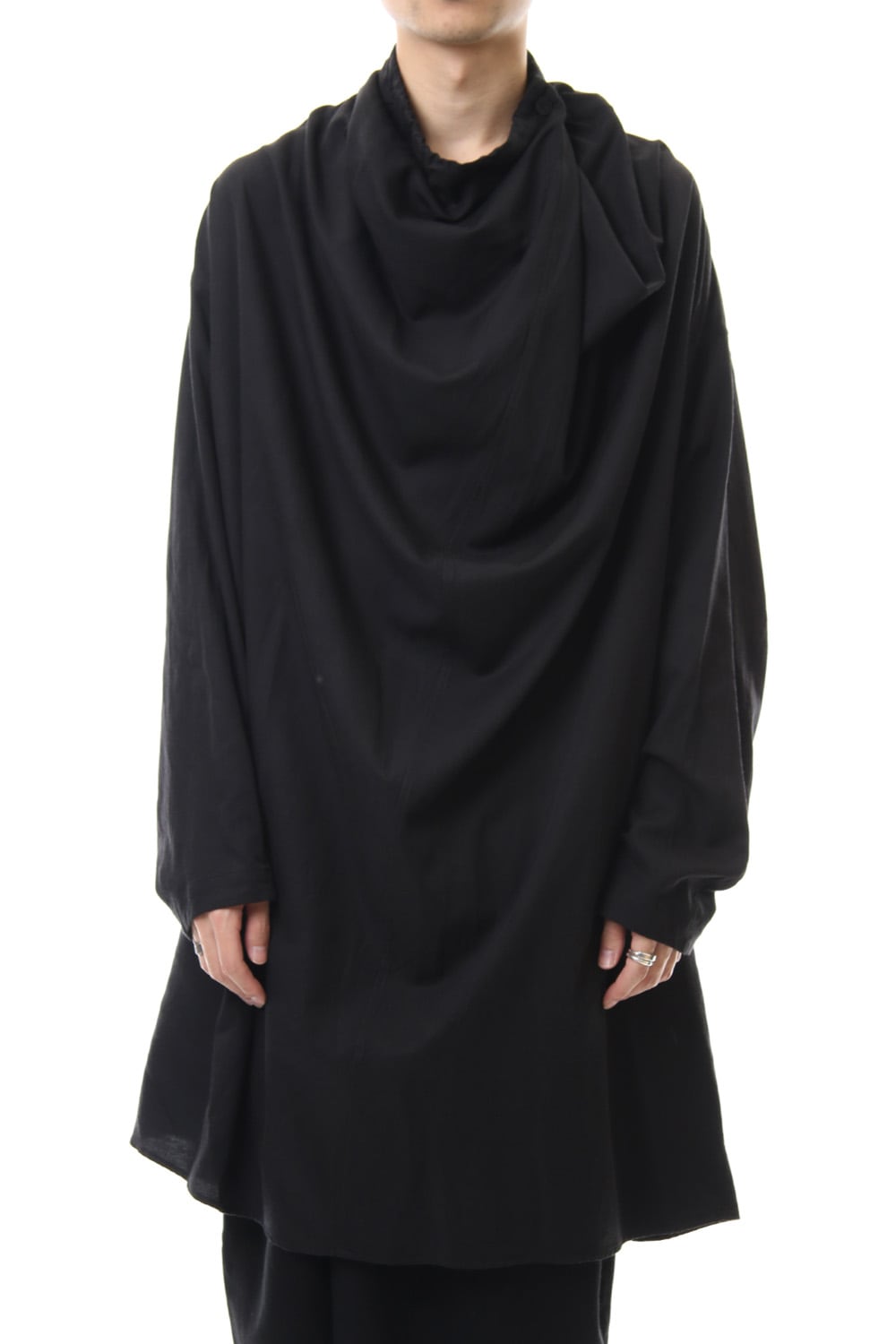 DRAPE NECK SHIRT Black