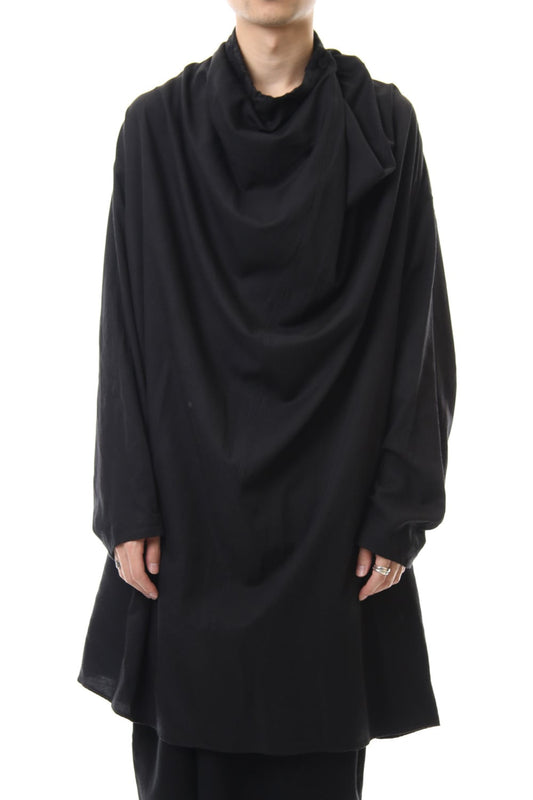 DRAPE NECK SHIRT Black
