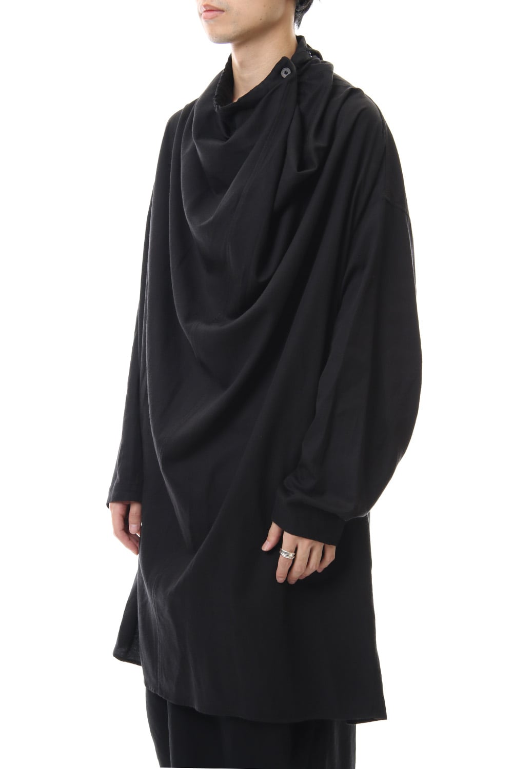 DRAPE NECK SHIRT Black