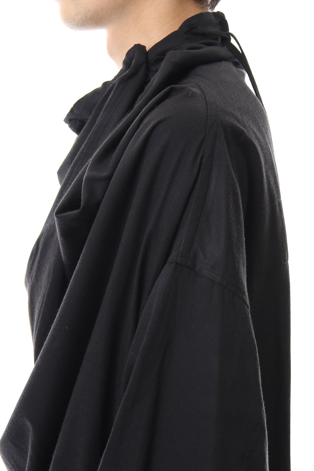 DRAPE NECK SHIRT Black