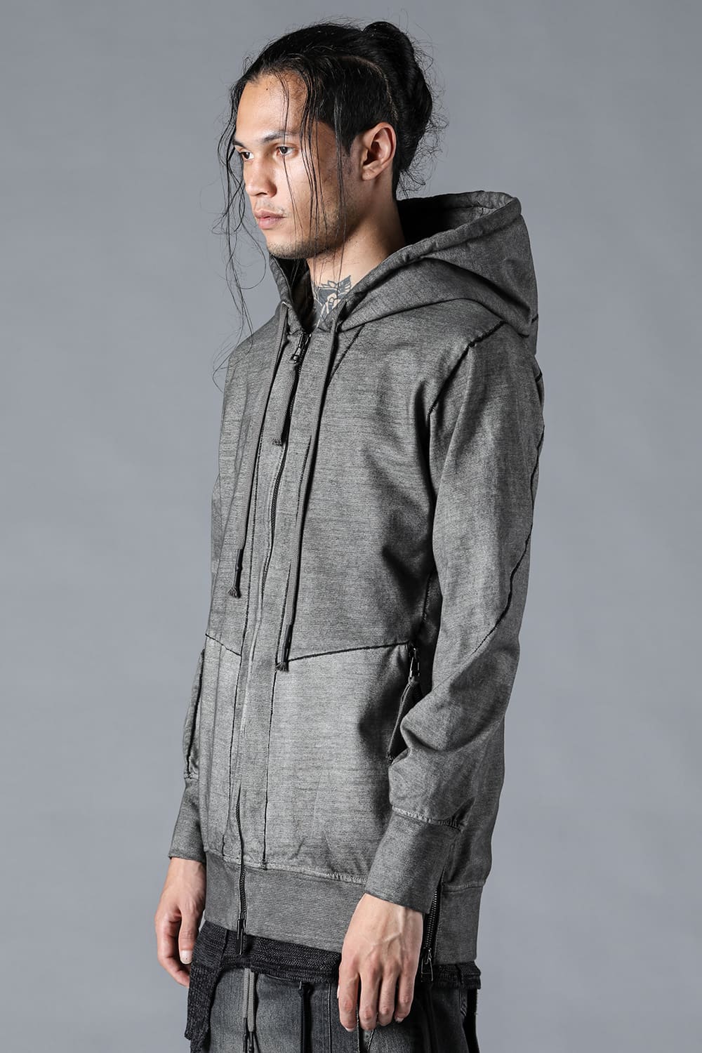 Ink-dyed Dense Knit Hooded Jacket