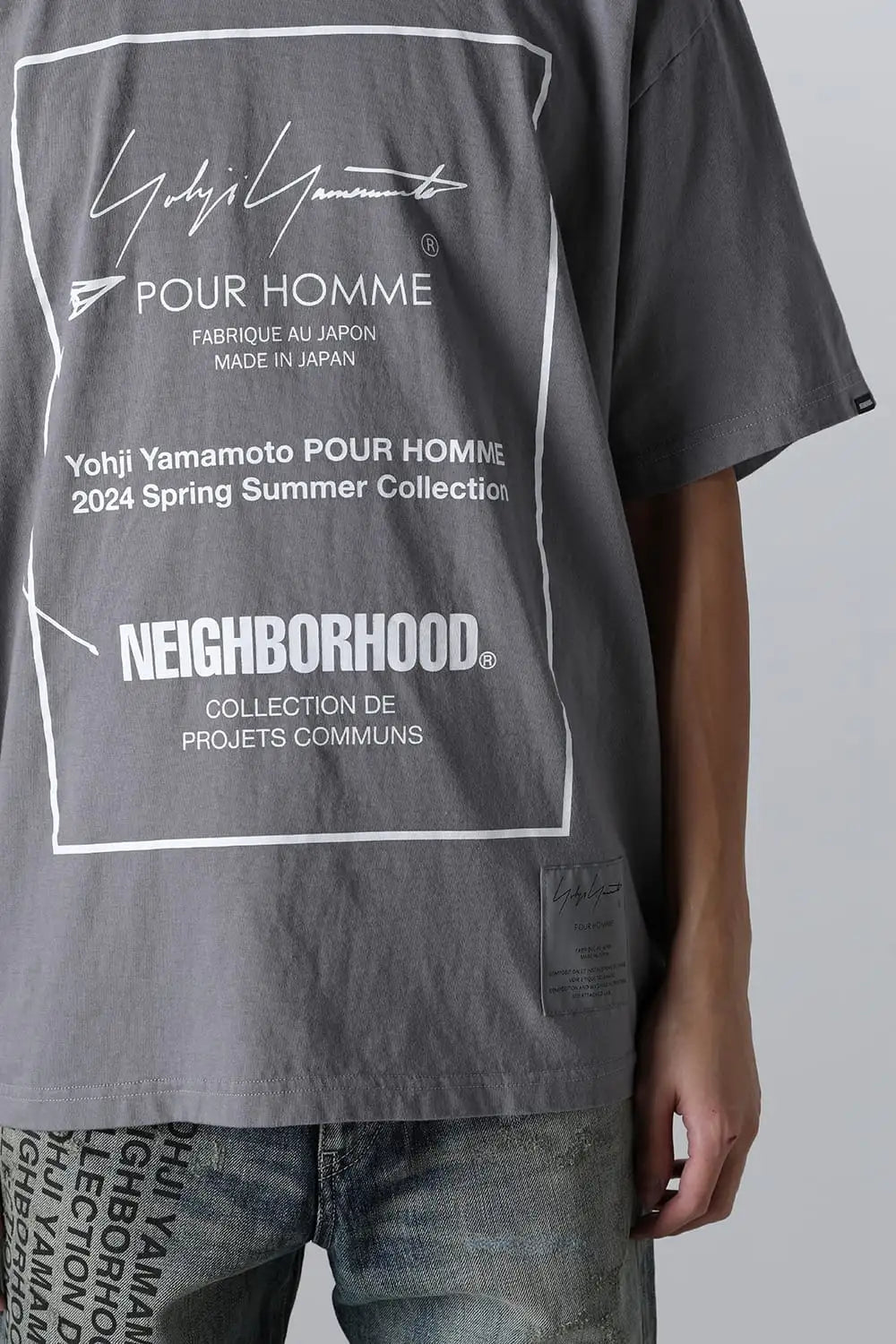 NEIGHBORHOOD x Yohji Yamamoto Print Short Sleeve T-Shirt Gray