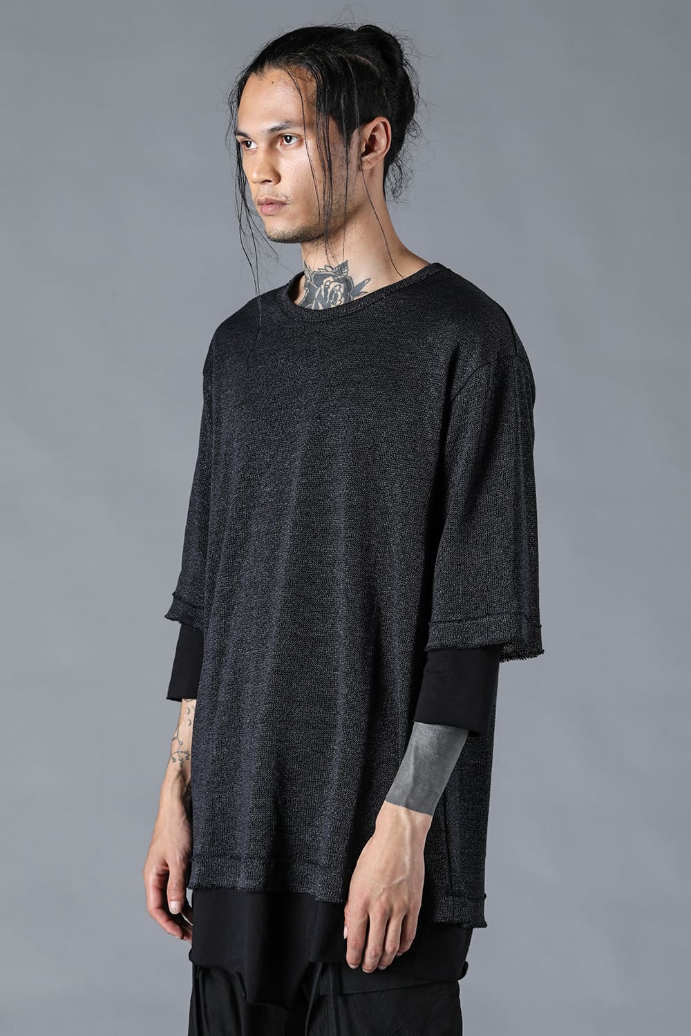 Washi x Rayon Knit Layered T-Shirt