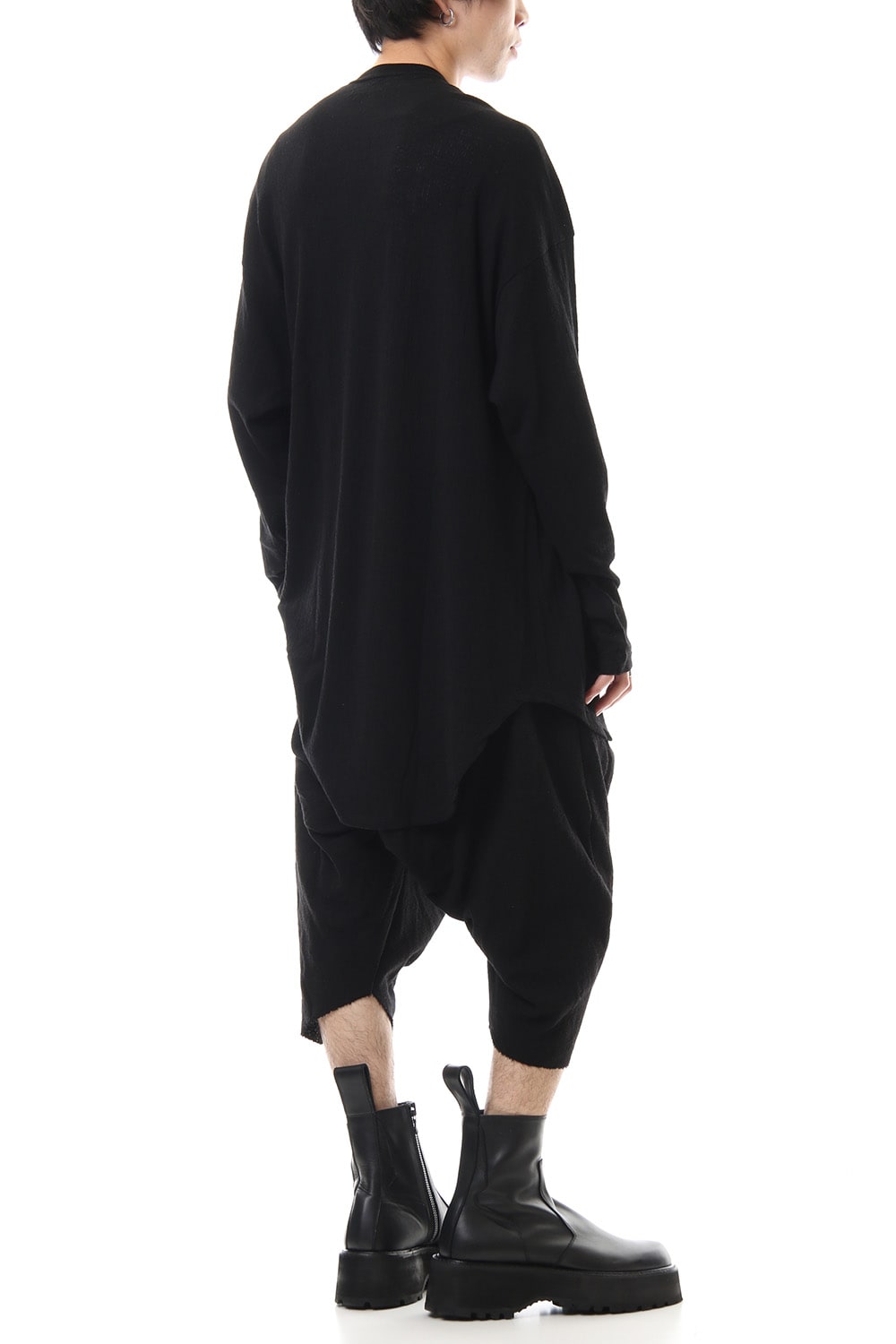 Tuck drape L/S cut & sewn Black