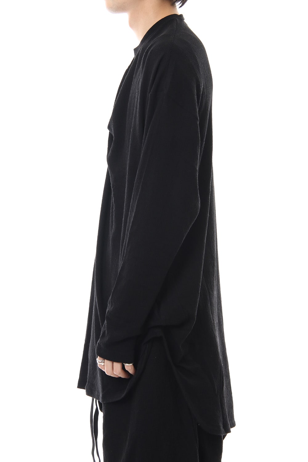 Tuck drape L/S cut & sewn Black