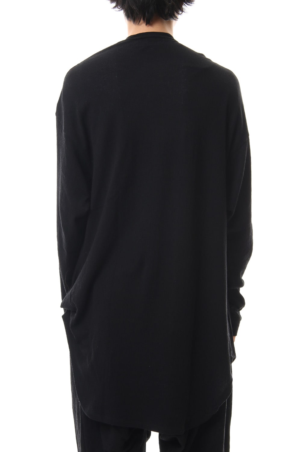 Tuck drape L/S cut & sewn Black