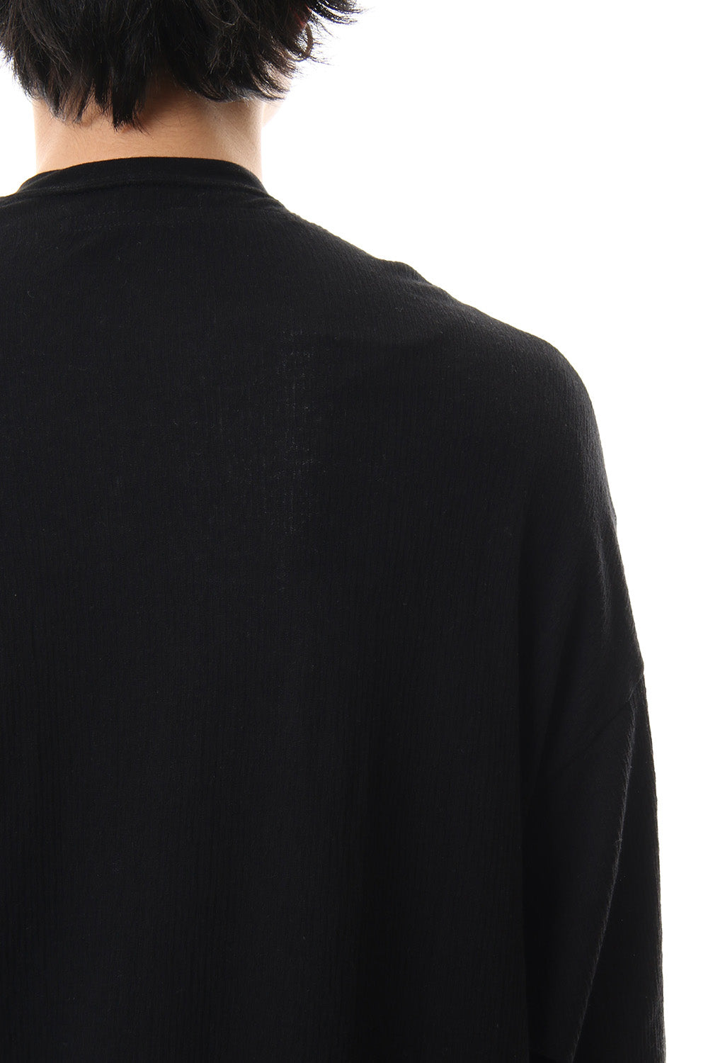 Tuck drape L/S cut & sewn Black