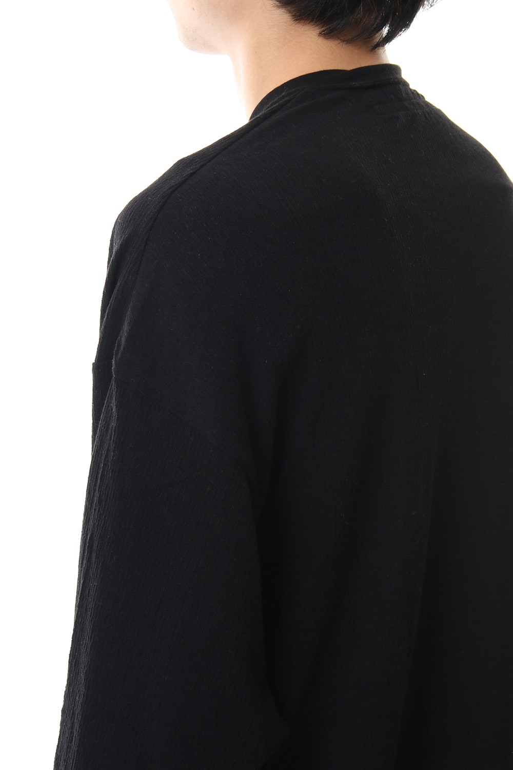 Tuck drape L/S cut & sewn Black