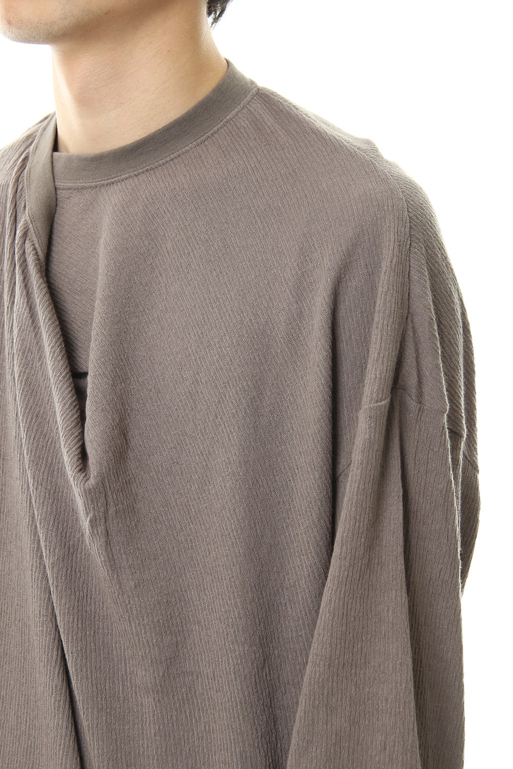 Tuck drape L/S cut & sewn Gray