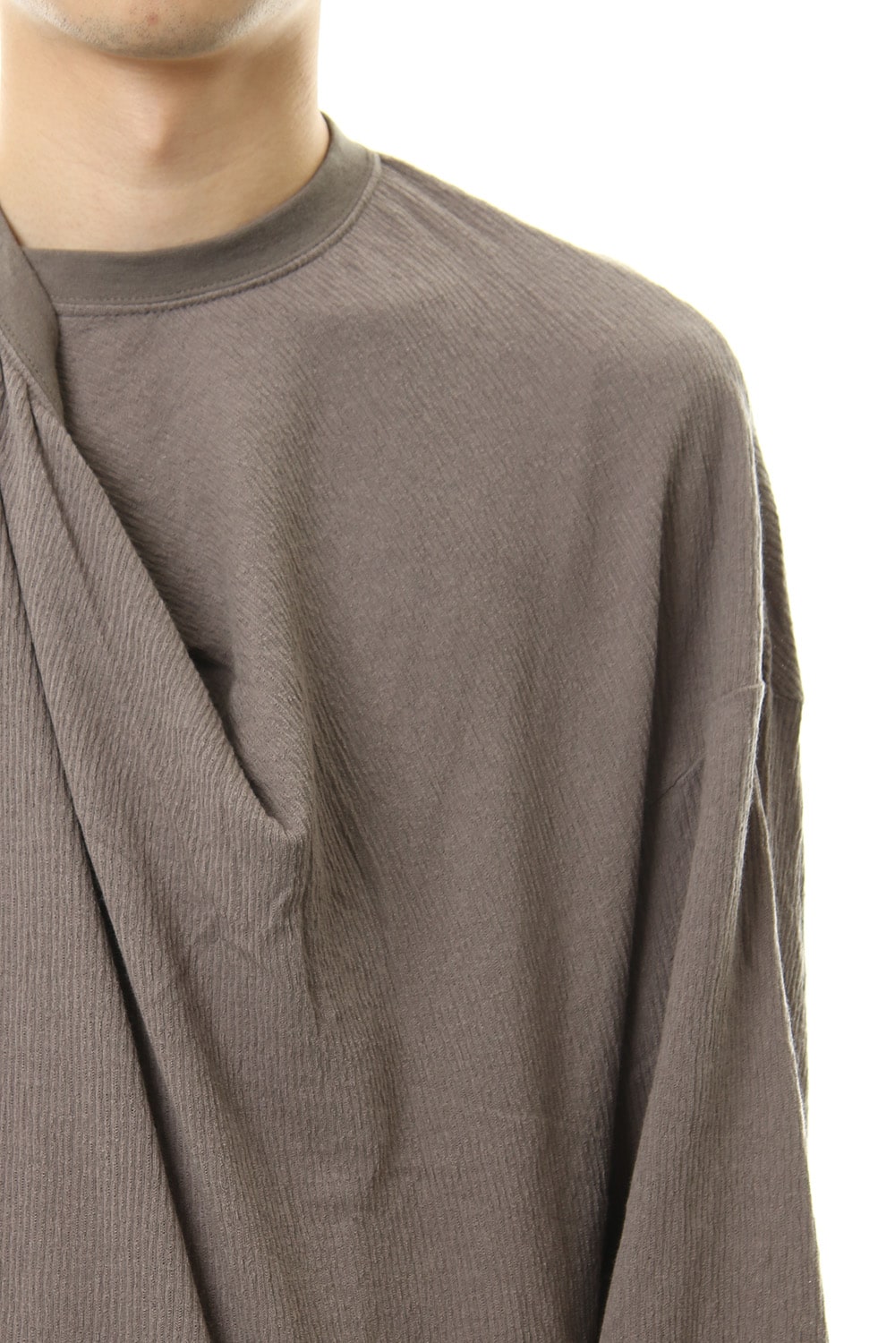 Tuck drape L/S cut & sewn Gray