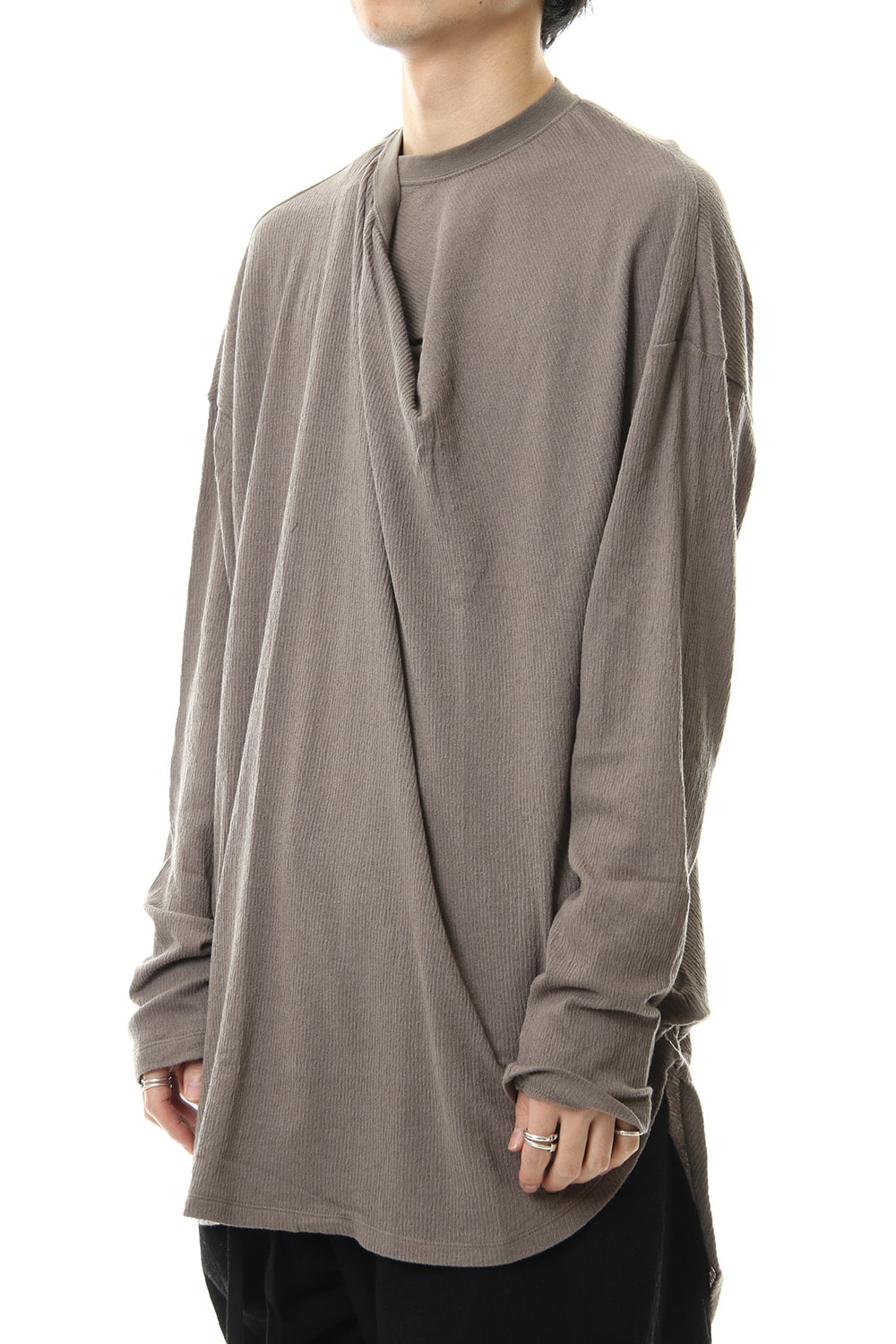 Tuck drape L/S cut & sewn Gray