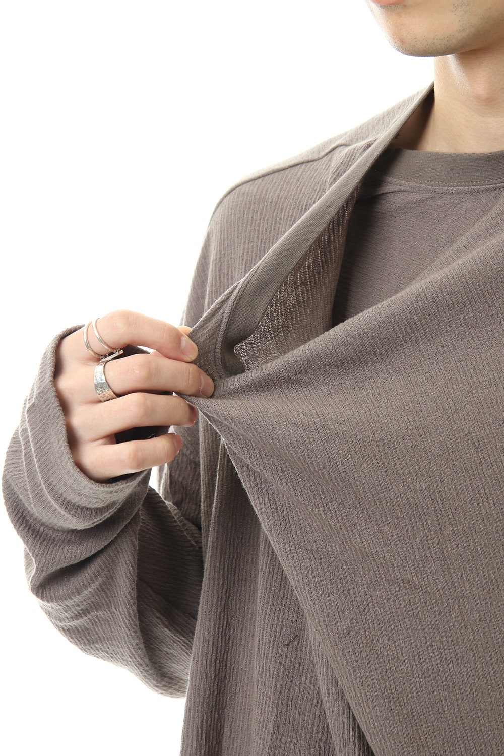 Tuck drape L/S cut & sewn Gray