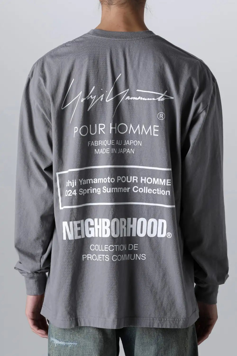 NEIGHBORHOOD × Yohji Yamamoto Print Long Sleeve T-Shirt Gray