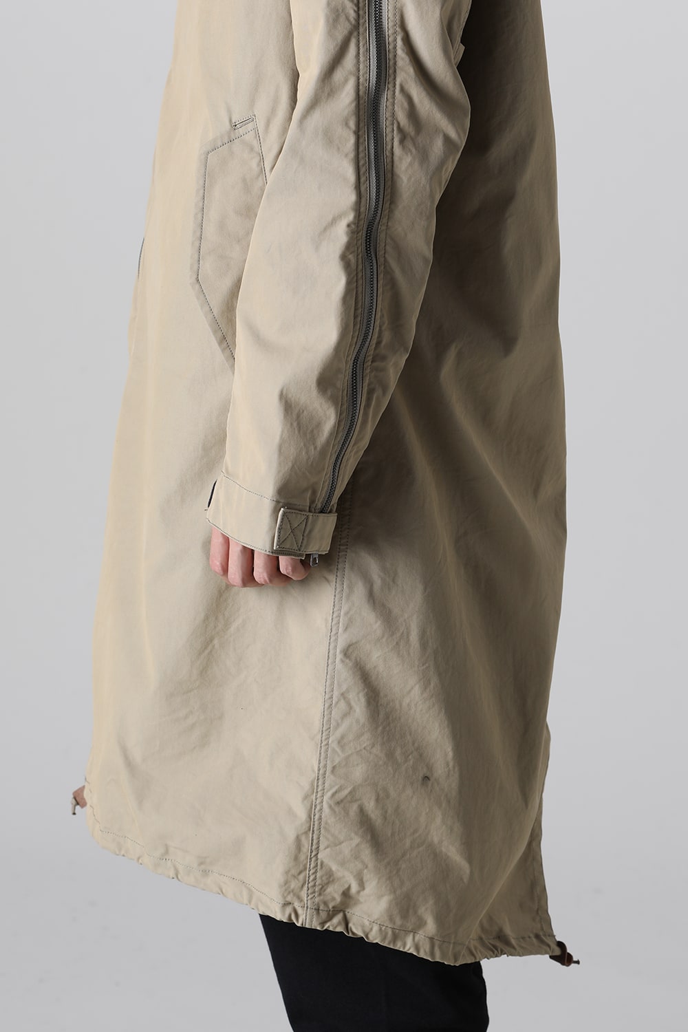 Multi Zip Military Hoodie Coat - Without Patches Beige