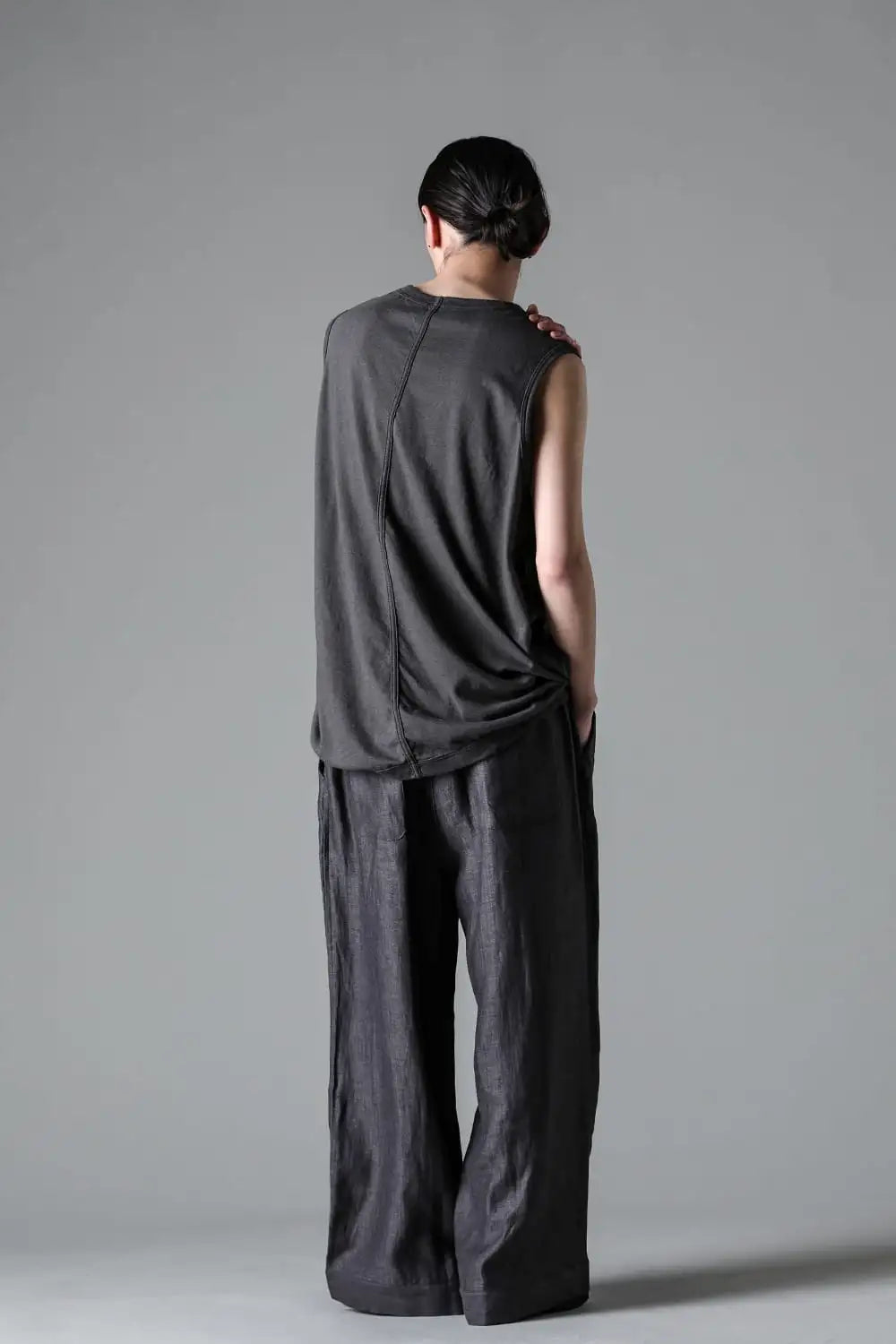 SLEEVELESS TEE Cotton Hemp Jersey BLACK