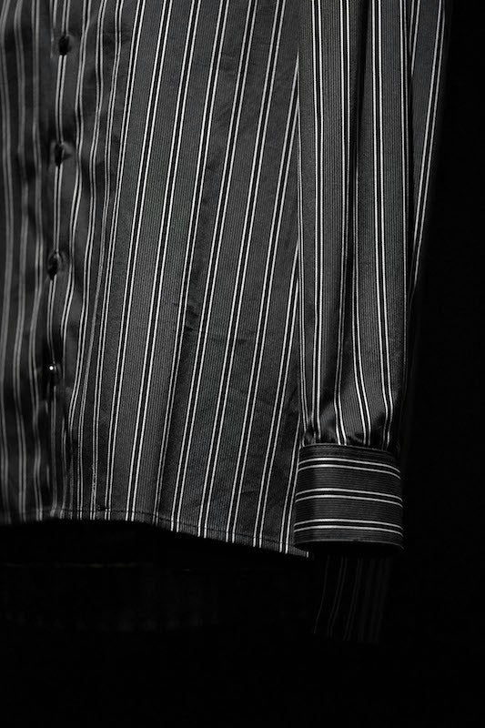 GalaabenD  16S Dobby Regimental Stripe Shirt (Stand Collar) BLACK