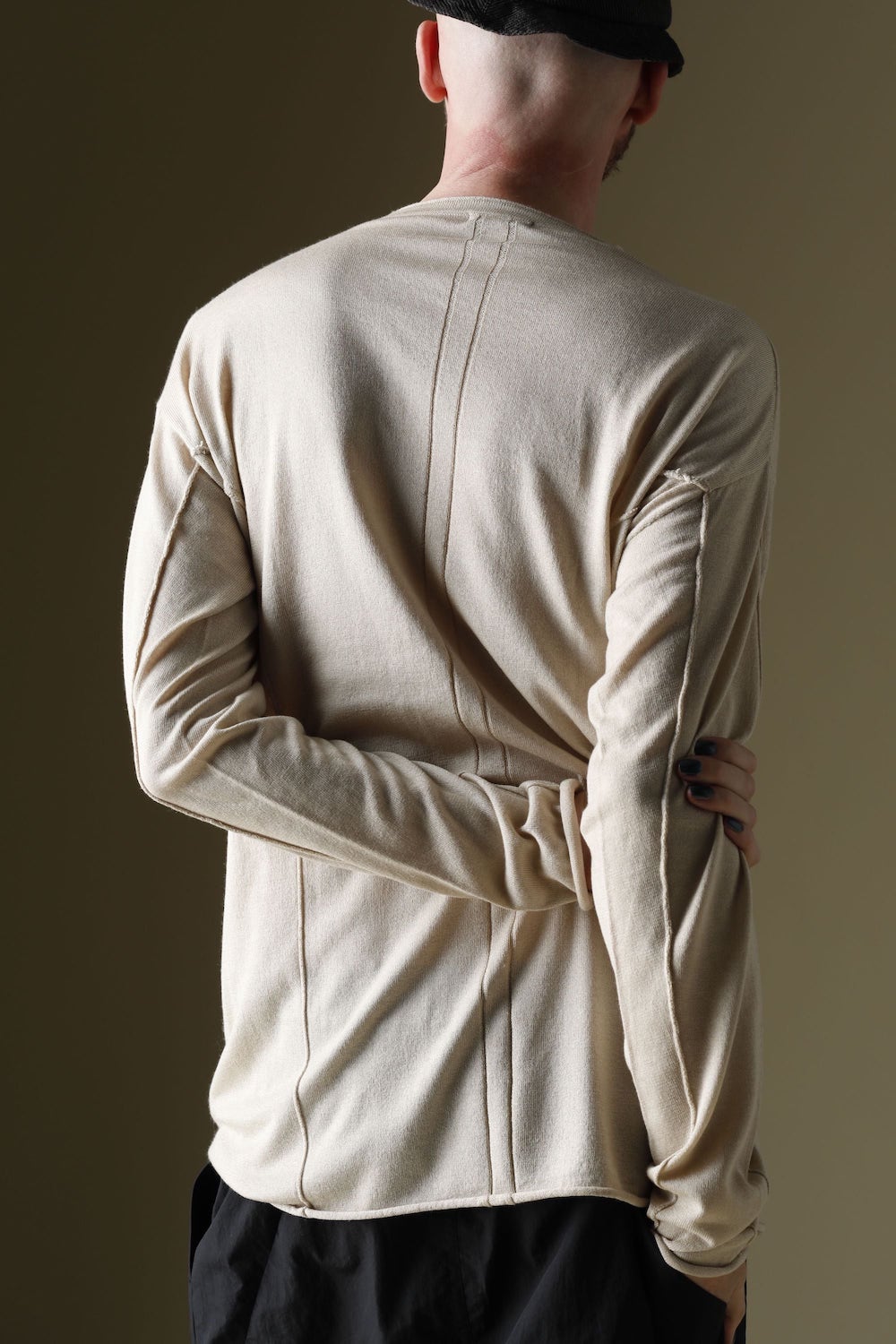 Knit long sleeve silk / cashmere Sand Beige