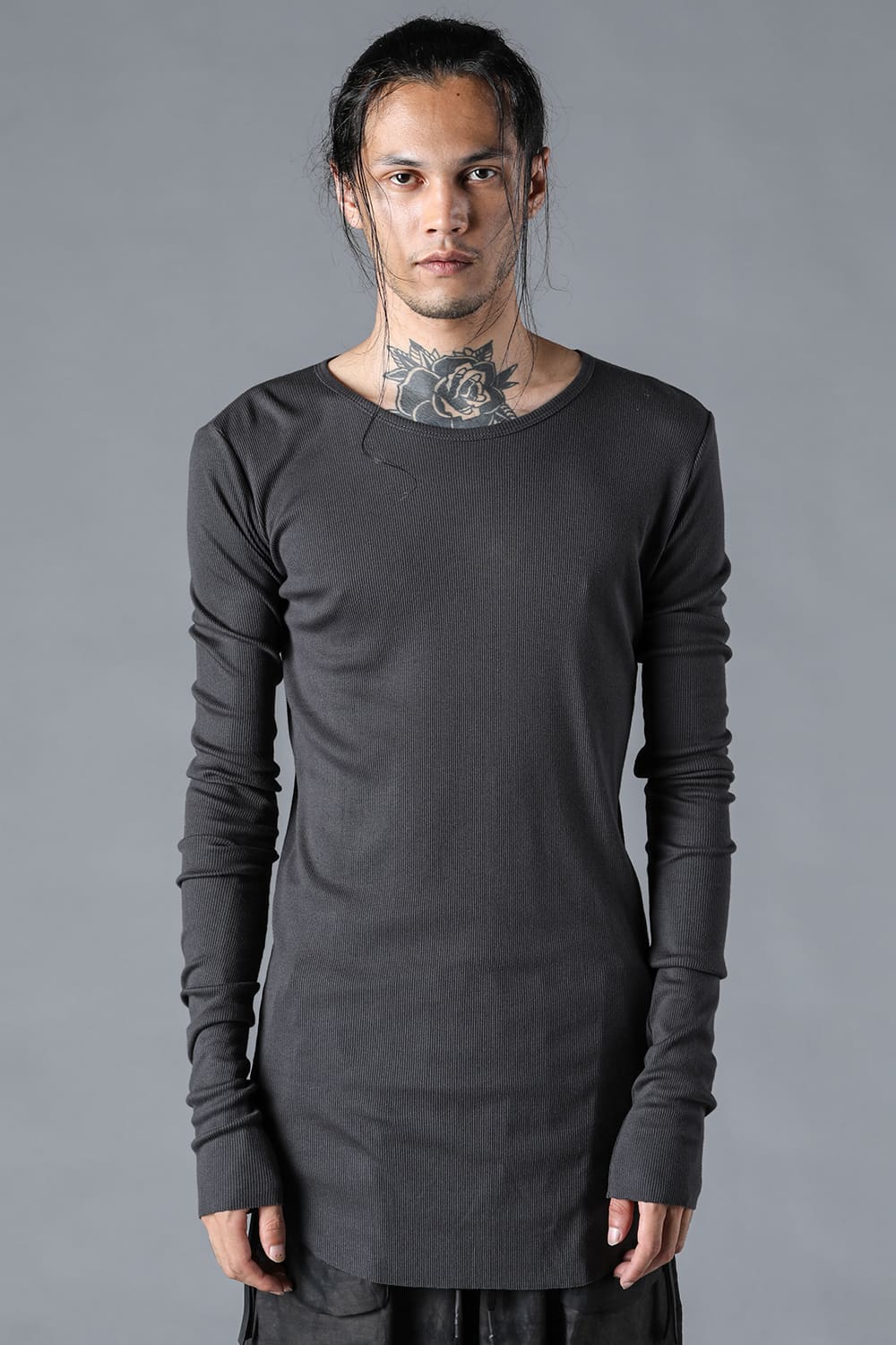 Modal x Cotton Ribbed Terry Robe Sleeve T-Shirt