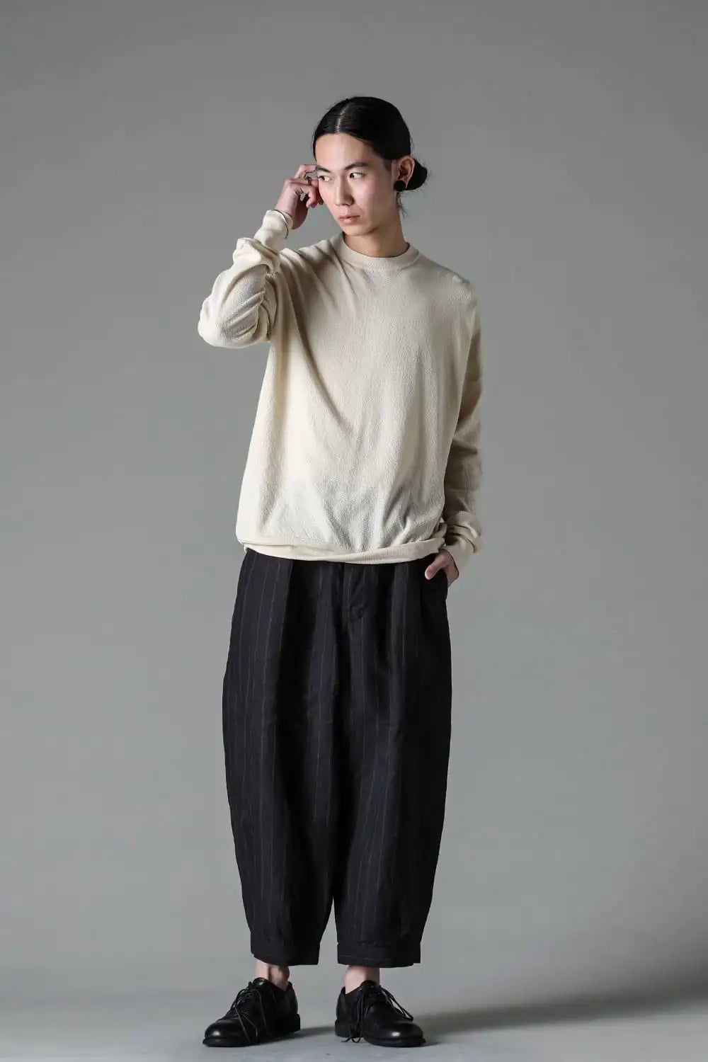 プルオーバーニット コットンリネンシルク Ecru