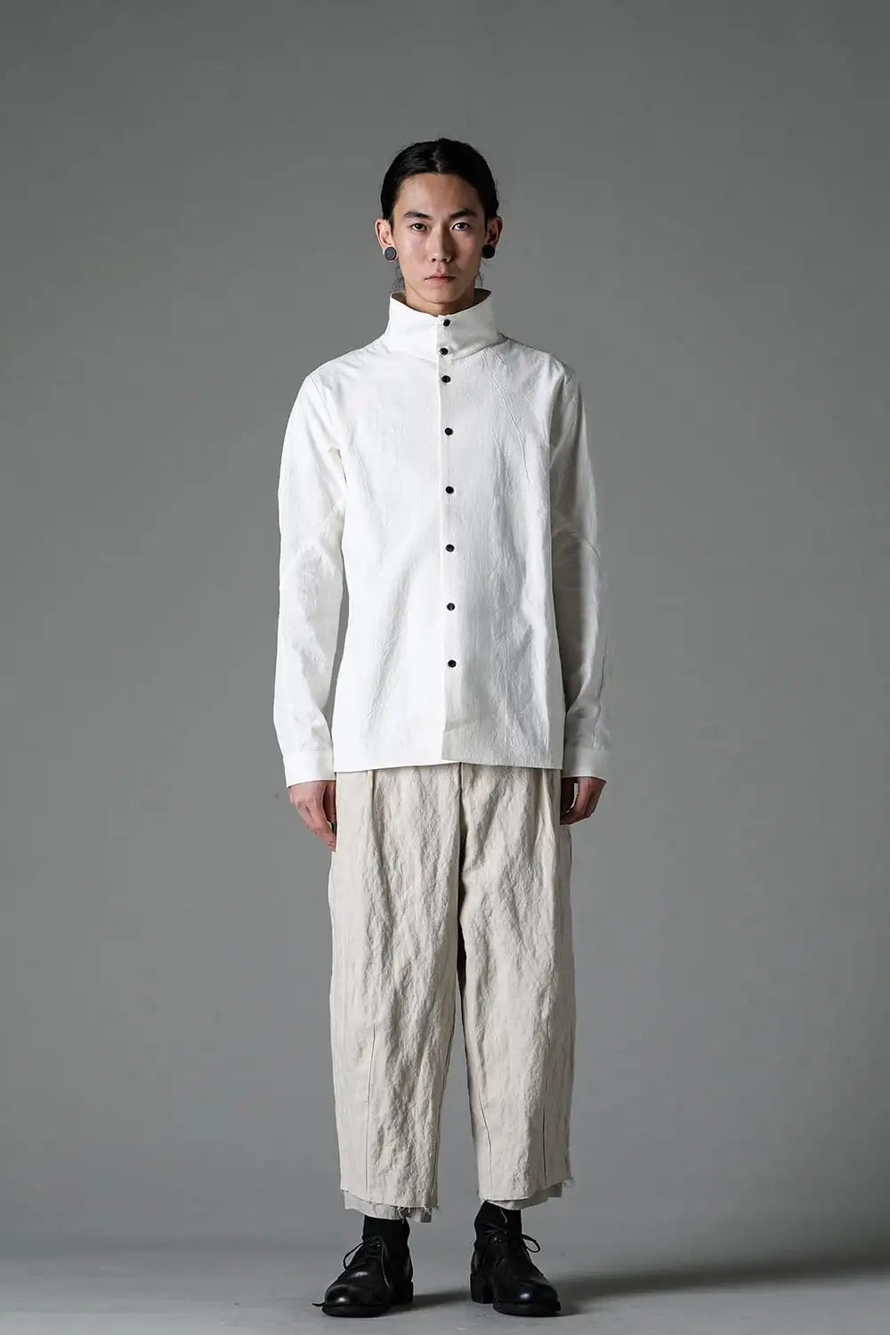 High neck shirt cotton / hemp