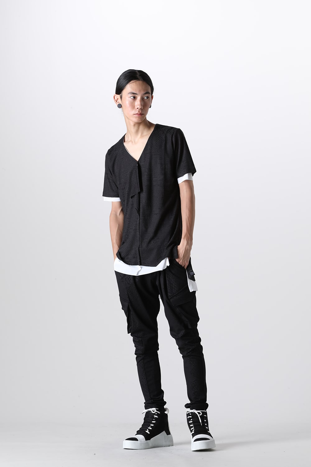 Layered Petit Frill T-Shirt Black&White