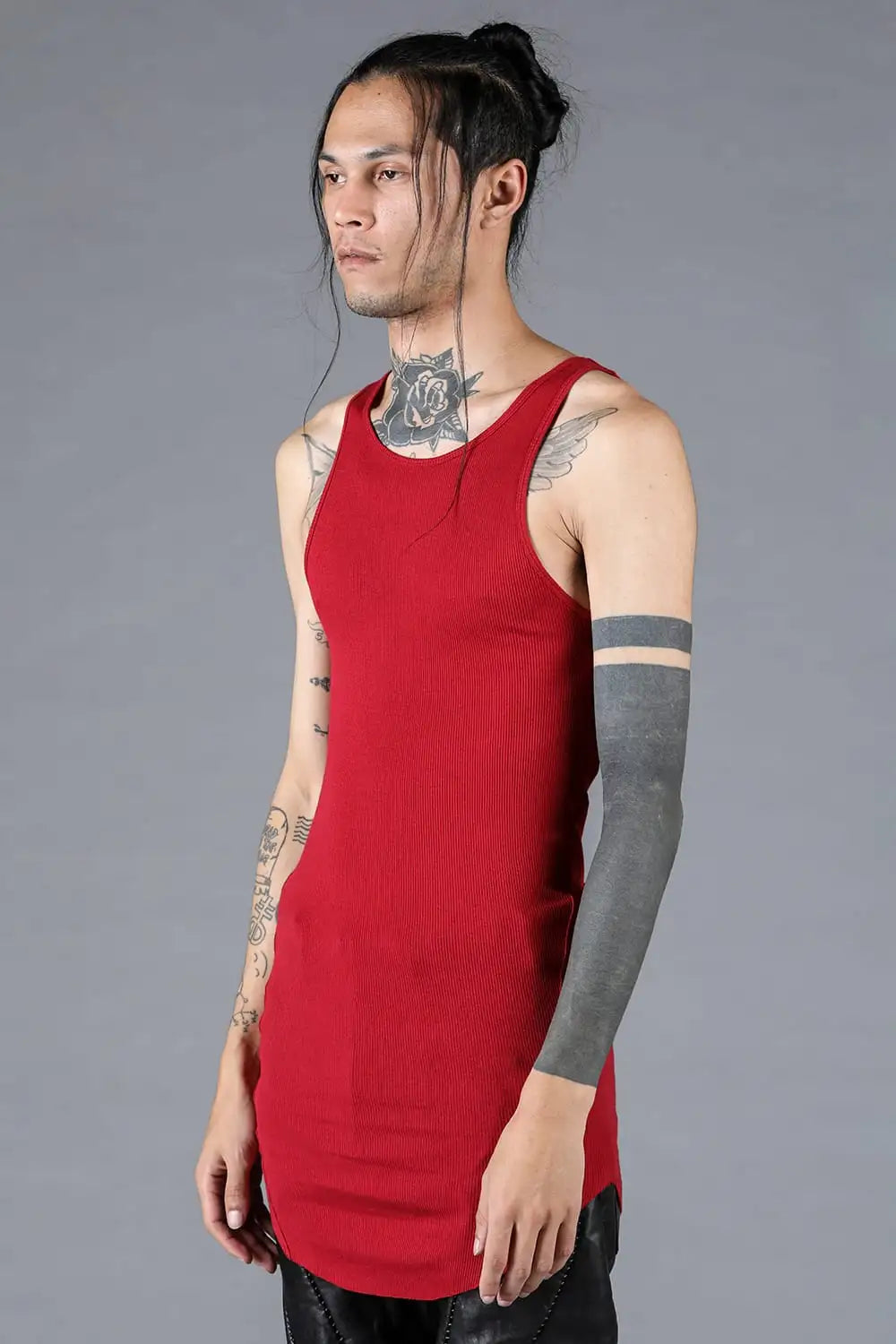 Cotton x Rayon Ribbed Tank Top Red