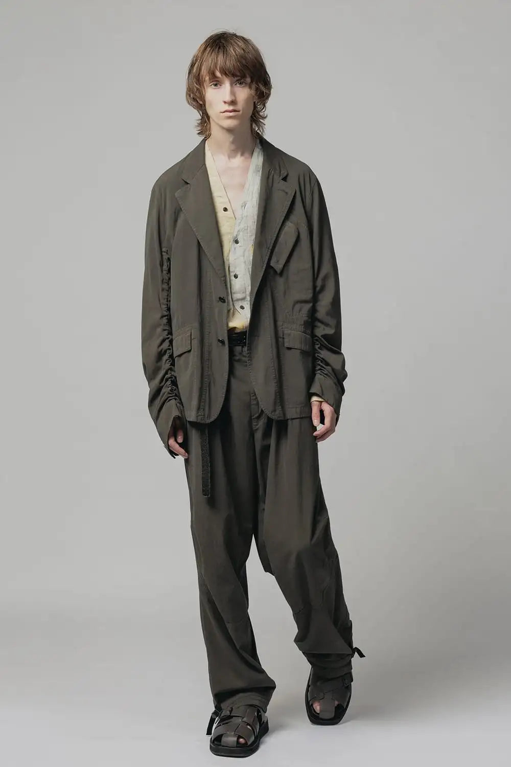 Dry Cotton Wide Trousers  Olive Drab