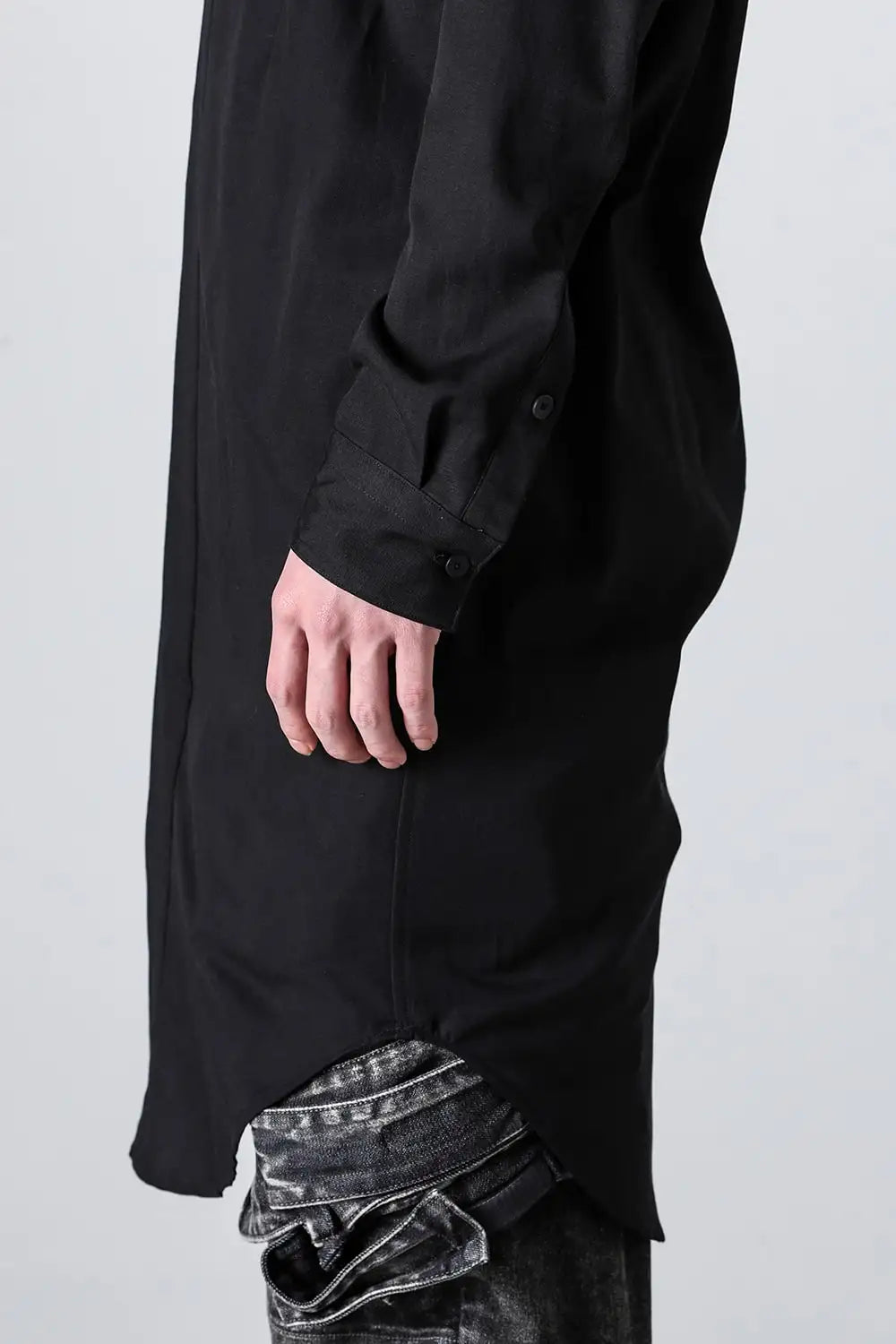 Rayon / Cotton Cloth Regular Collar Long Shirt