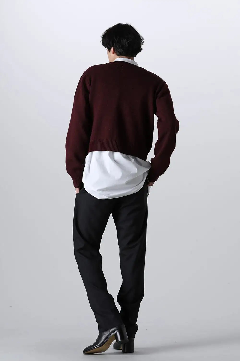 shetland wool cropped cardigan Bordeaux