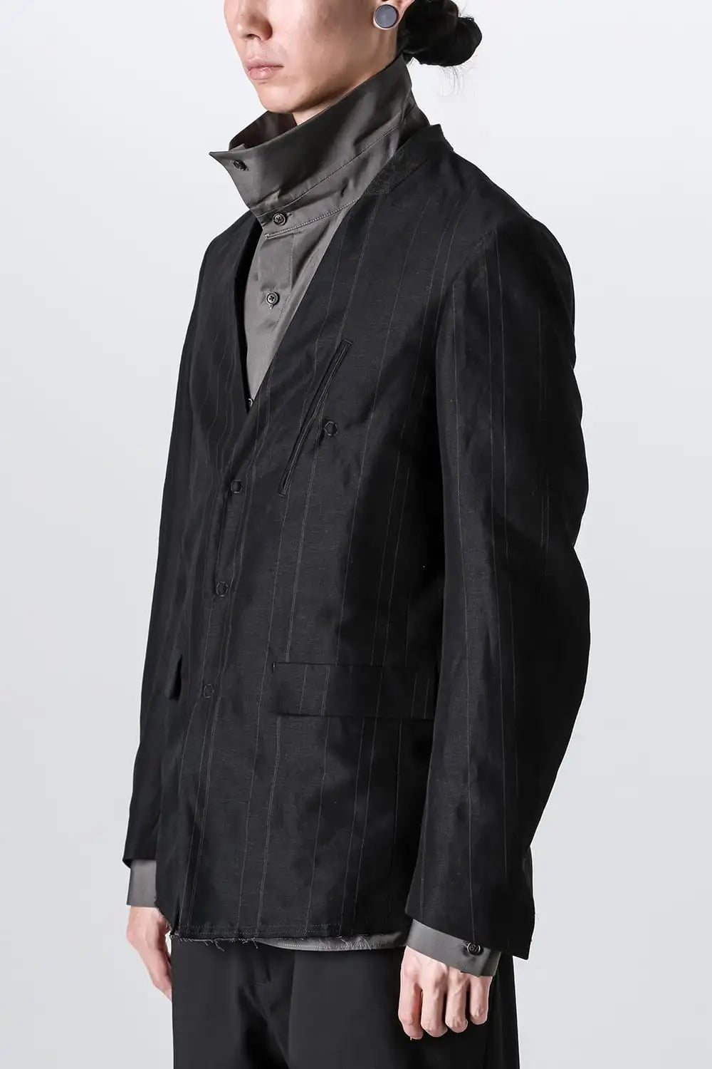 ジャケット コットン リネン ストライプ