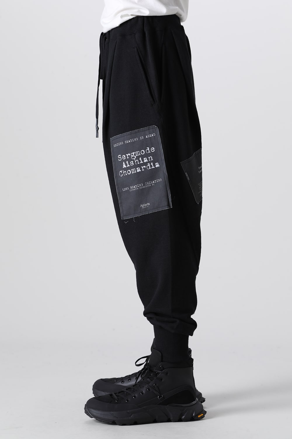 Drop Crotch Sweat Pants w/Printed Patches