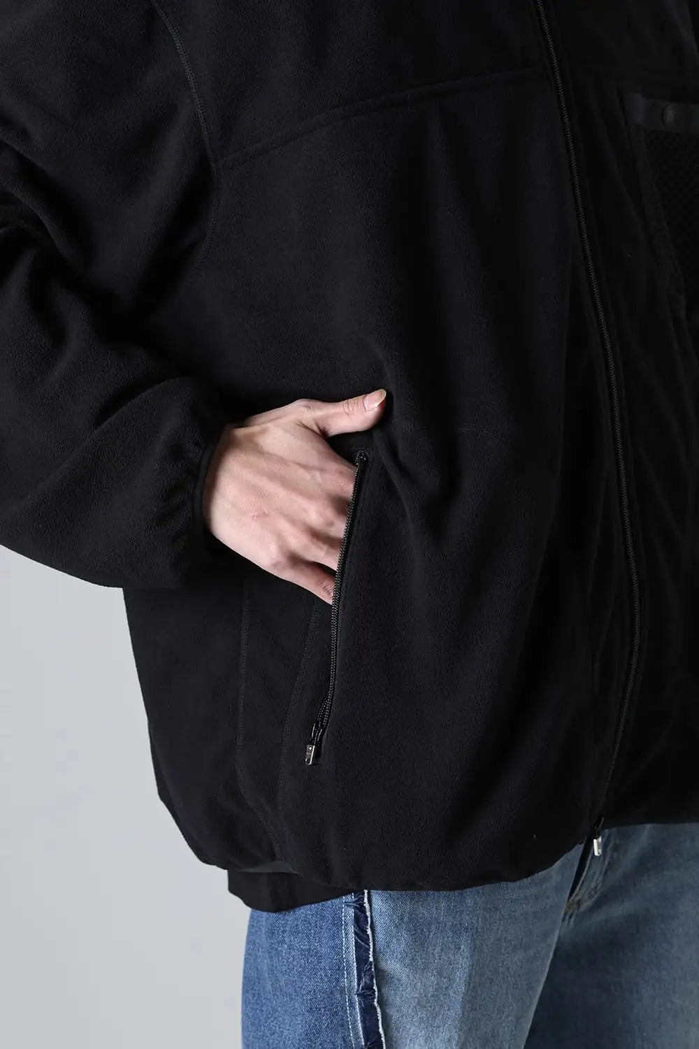 back gusset sleeve full zip fleece jacket.(solid)