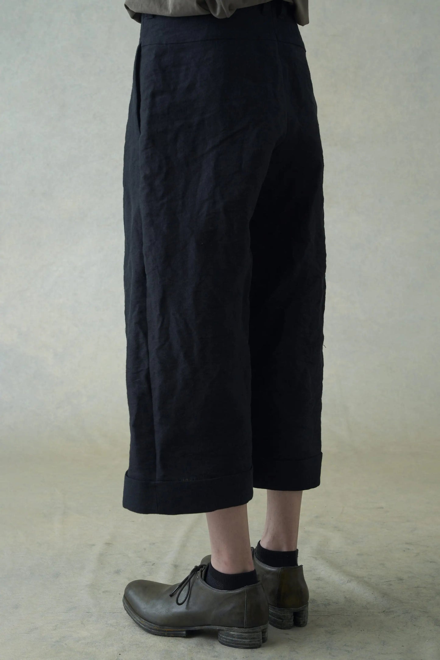 Cropped baggy pants linen / japanese paper