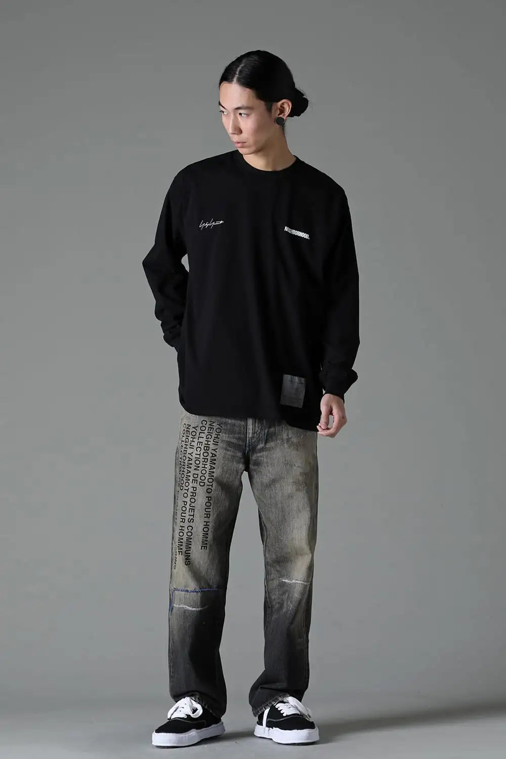 NEIGHBORHOOD x Yohji Yamamoto Print Long Sleeve T-Shirt Black