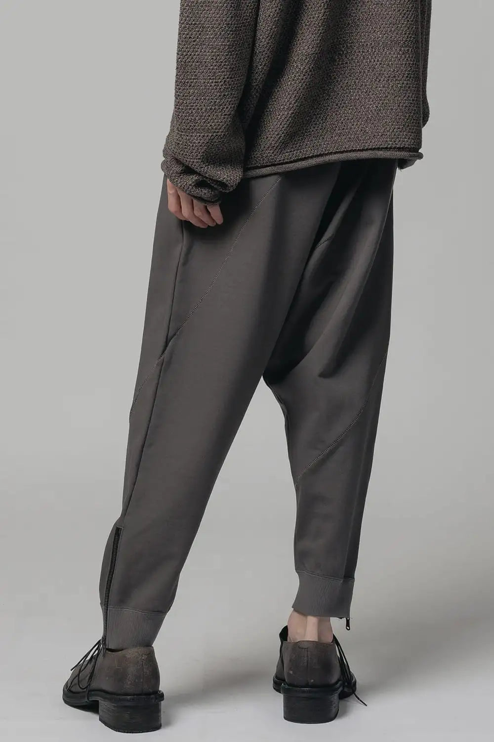 Sweat Drop-Crotch Pants  Gray