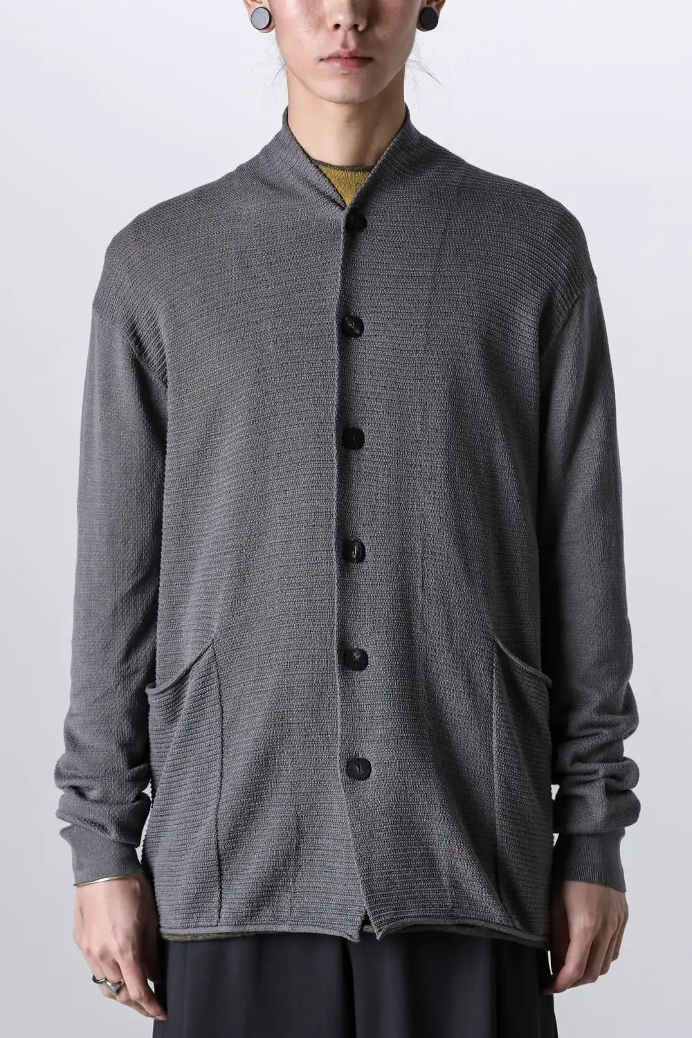 Knit cardigan cotton / linen / silk Gray