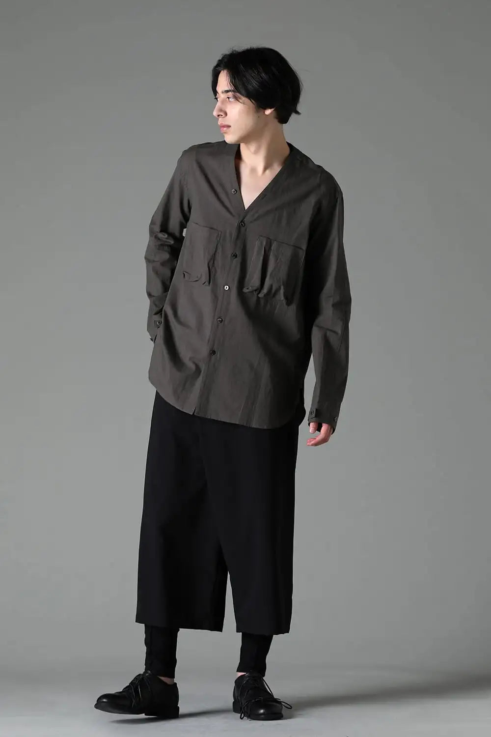 Cotton/Linen V Shirt  Olive Drab