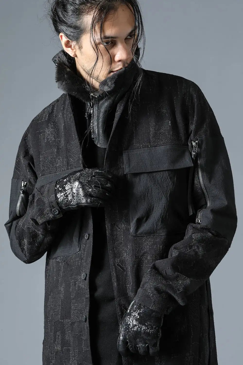 Horse Leather SCAB Print Glove Gunmetal