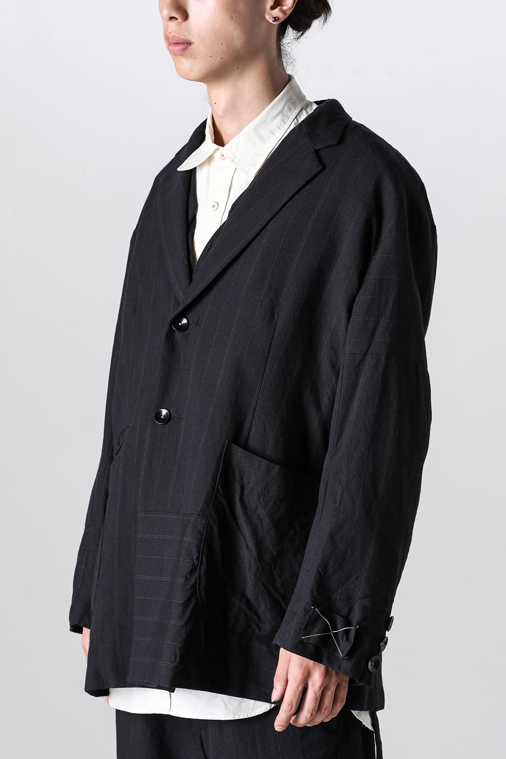 Patch Worked Relax Fit Blazer Stripe Serge Wool HERBIE