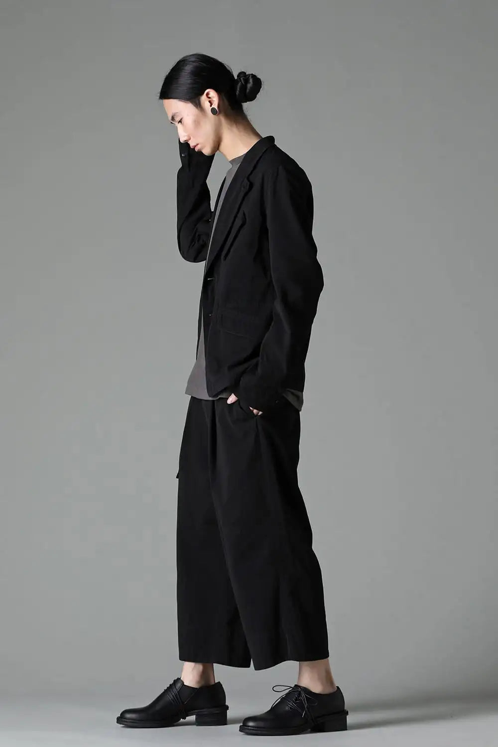 Dry Cotton Wide-Cropped Pants  Black
