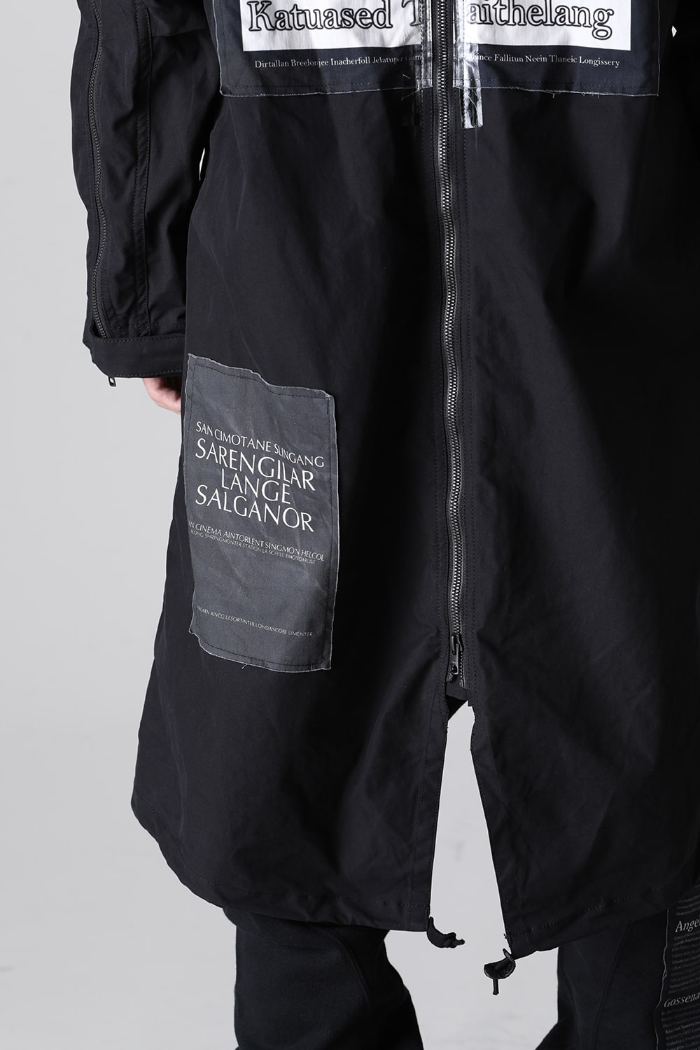 Multi Zip Military Hoodie Coat w/Printed Patches