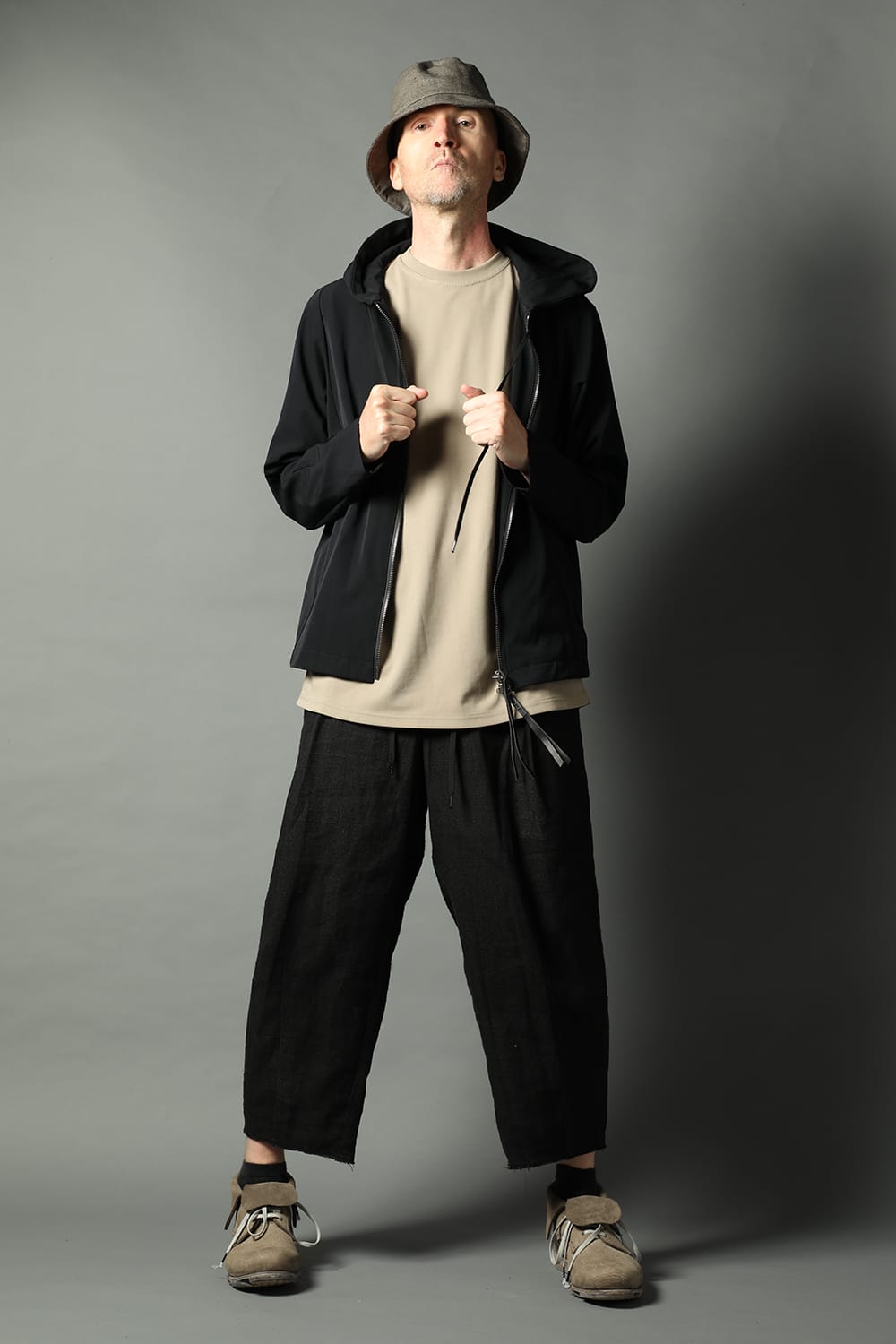 Hooded jacket merino wool jersey bonding