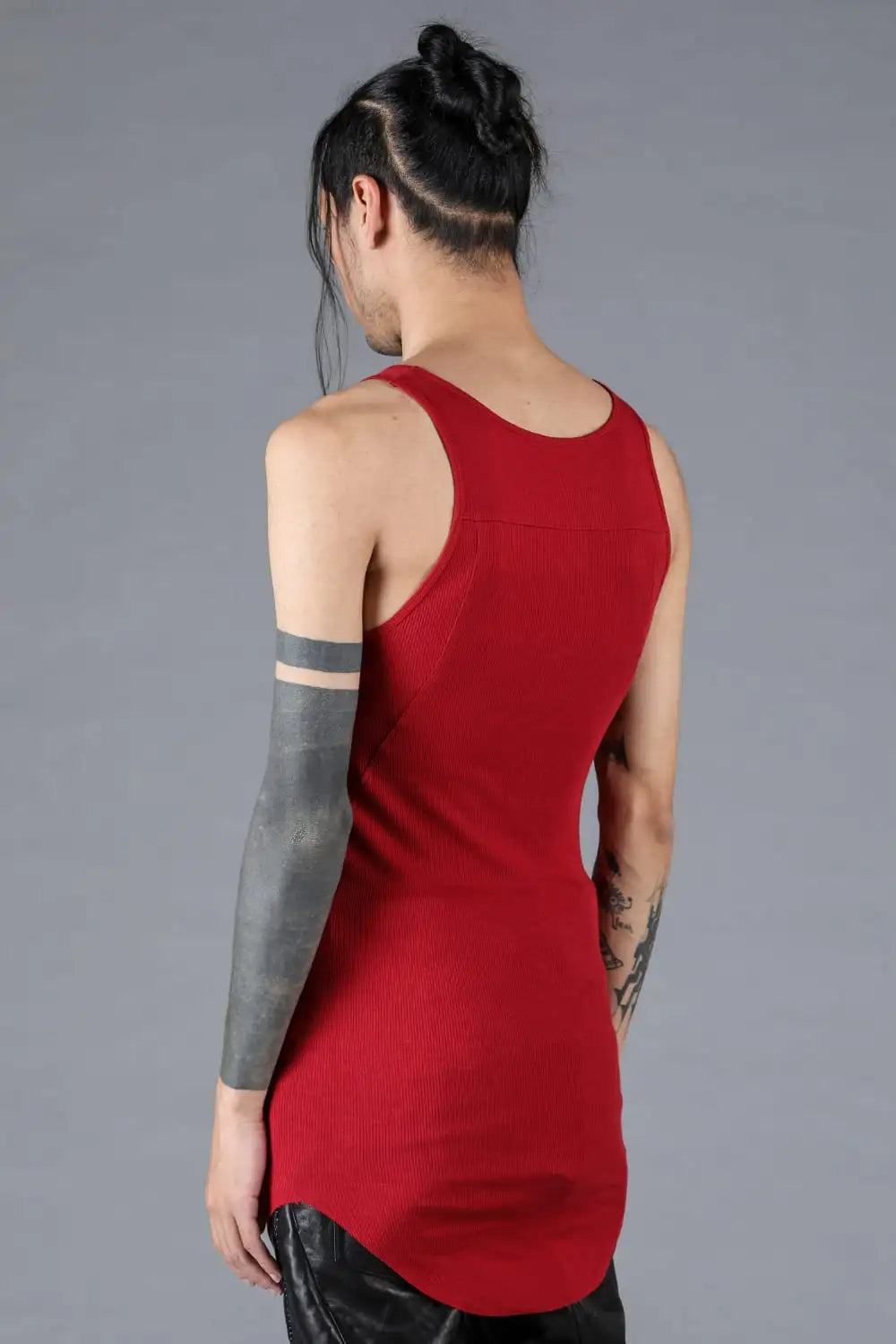 Cotton x Rayon Ribbed Tank Top Red