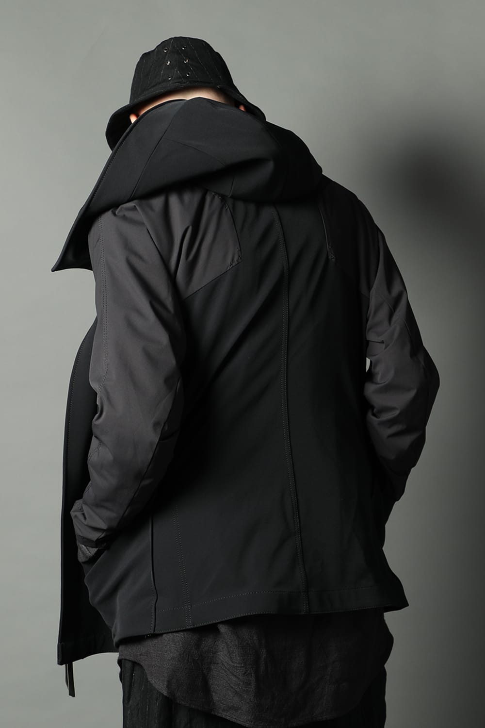 Hooded jacket merino wool jersey bonding