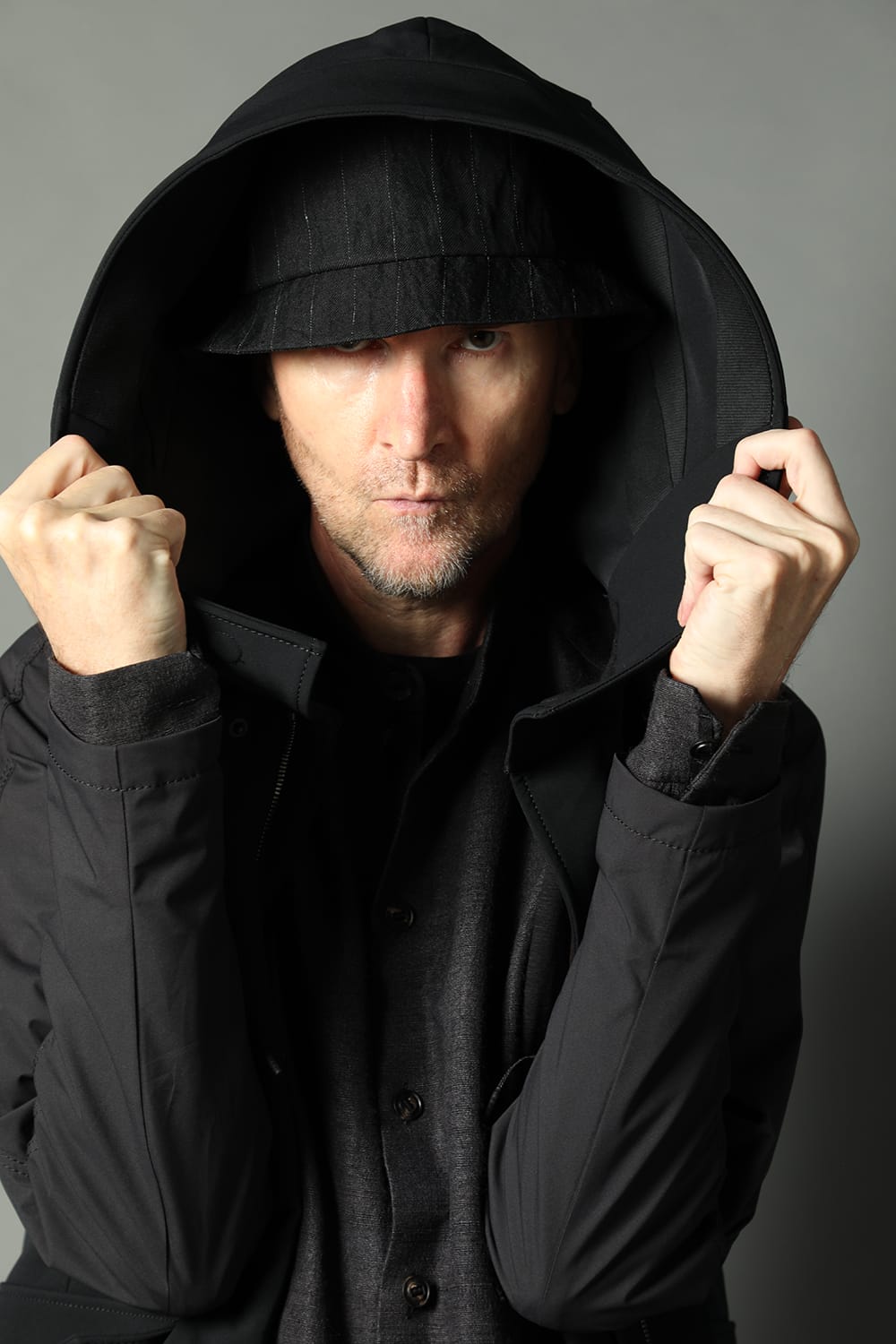 Hooded jacket merino wool jersey bonding