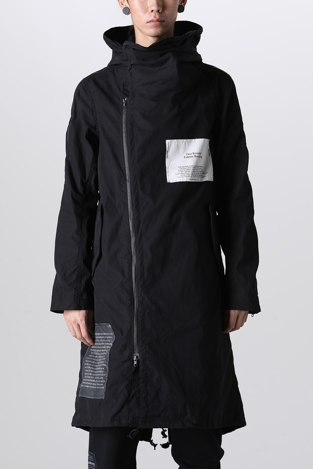 Multi Zip Military Hoodie Coat w/Printed Patches