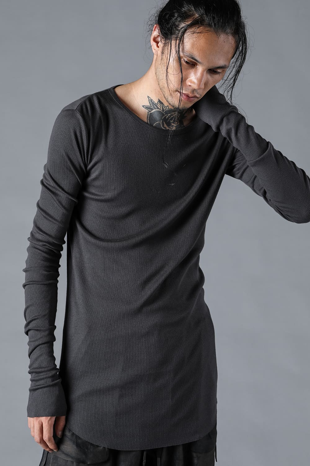 Modal x Cotton Ribbed Terry Robe Sleeve T-Shirt
