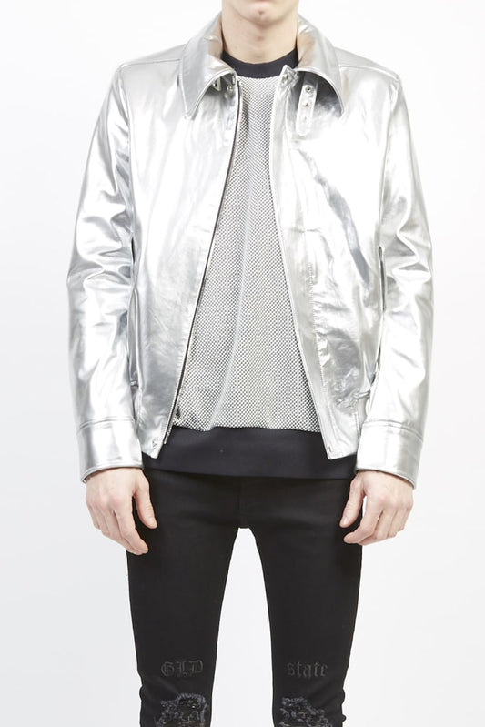 Patent faux leather blouson Silver