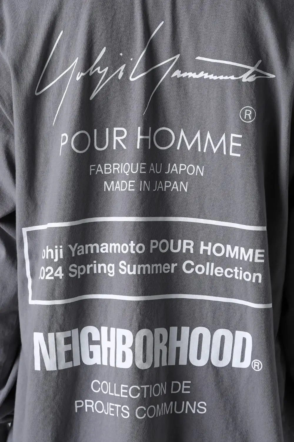 NEIGHBORHOOD × Yohji Yamamoto Print Long Sleeve T-Shirt Gray